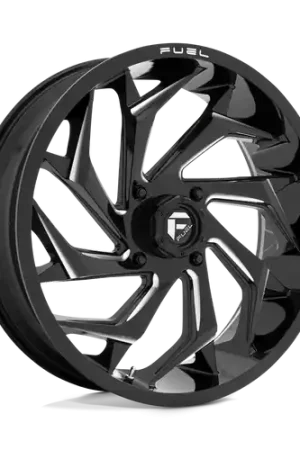 Affordable Fuel UTV D753 REACTION 4X137 22X7 +0 GLOSS BLACK MILLED