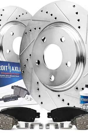 6pc Front Drilled Slotted Rotors and Ceramic Brake Pads Kit Save Now