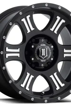 ICON Shield 17x8.5 5x5 0mm Offset 4.75in BS 71.5mm Bore Satin Black/Machined Wheel Today Only